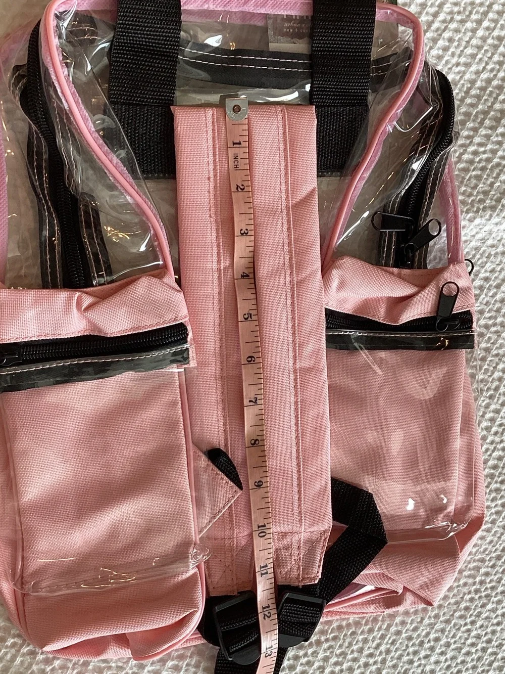Clear Pink Travel Makeup Bag with Black‎ Trim